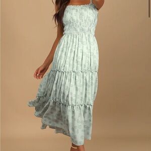 NWT Lulus - Bloom sweetly sage tiered maxi dress